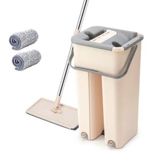 Mop Duplo Rodo Magico Vassoura Flat Balde Limpeza De Piso Multiuso Esfregao Vertical Lava Seca Refil