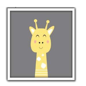 Quadro Decorativo Infantil Girafa Girafinha Para Quarto Bebe Safari Animais Coloridos Criança Menino Menina