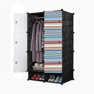 Armario Modular Guarda Roupa Organizador Arara Cabideiro Estante Sapateira Com Portas Compacto