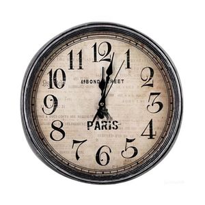 Relogio Parede Estilo Madeira Vintage Escritorio Paris Torre Eiffel Sala Cozinha Decorativo Retro 33cm Analogico