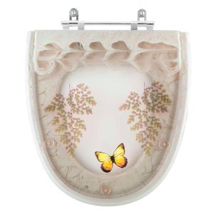 Tampa De Vaso Poliéster Decorada Borboleta Aloha Bege Para Louça Celite