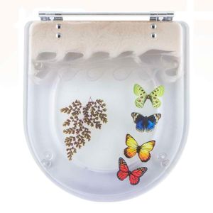 Tampa De Vaso Poliéster Decorada Borboleta Calypso Bege Para Louça Incepa