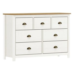 Comoda 7 Gavetas Topazio 125x85x41cm Branco Lavado/freijó