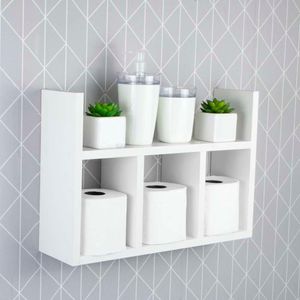Prateleira Porta Papel Organizador Para Banheiro Branco 40cm