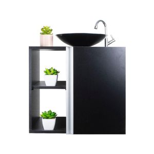Conjunto Armário Para Banheiro Preto E Cuba Harpia