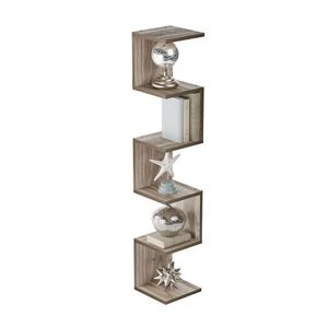 Prateleira De Canto Lyra 5 Nichos Decorativos Nogal Para Sala Quarto Livros