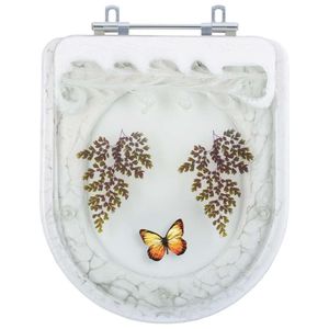 Tampa De Vaso Poliéster Decorada Borboleta Square Branco Para Louça Lorenzetti