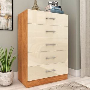 Cômoda Para Quarto Com 5 Gavetas Aruba Cinamomo/off White