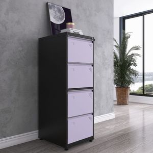Gaveteiro Arquivo Para Escritório Em Aço 4 Gavetas Preto/lilás
