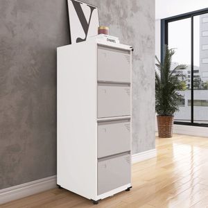 Gaveteiro Arquivo Para Escritório Em Aço 4 Gavetas Branco/cinza