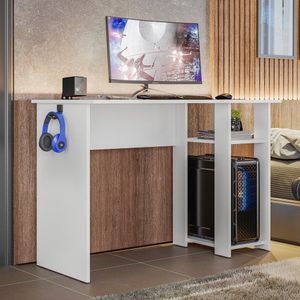 Mesa Para Computador Gamer Slim Escrivaninha Branco