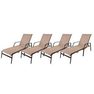 Conjunto 4 Espreguiçadeiras Reclináveis Alumínio Cannes Café