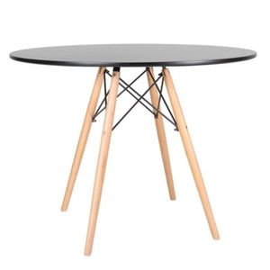 Mesa Sala De Jantar Redonda 90cm Eiffel Charles Preto
