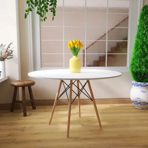 Mesa Para Sala De Jantar 110 Cm Redonda Com Tampo Em Mdf Eiffel Branco