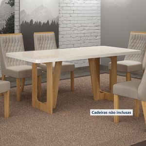 Mesa De Jantar 180cm X 90cm Tampo De 40cm Luna Cinamomo/off White
