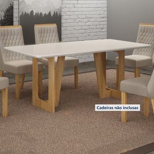 Mesa De Jantar 180cm X 90cm Tampo De 25cm Luna Cinamomo/off White
