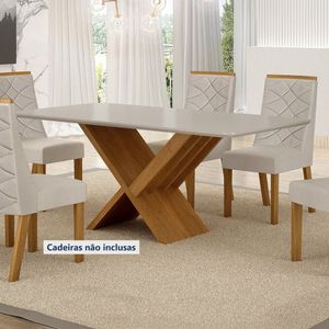 Mesa De Jantar 180cmx90cm Tampo De 2,5cm Aurora Cinamomo/off White
