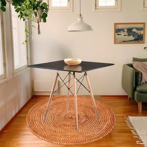 Mesa De Jantar Quadrada Eames Eiffel 80cm Mdf Tx Preto