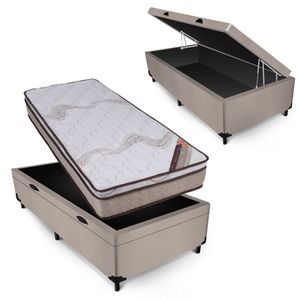 Conjunto Castor Revolution Híbrido Box Baú Max Ultra Suede Bege Solteiro 88x188x72cm