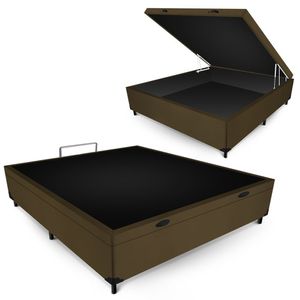 Box Baú Max Ultra Suede Marrom Casal 138x188x42cm