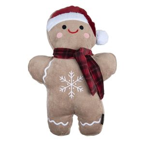 Almofada Pelúcia Biscoito De Gengibre 37x52cm Gingerbell Natal Vermelho