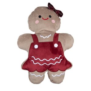 Almofada Pelucia Biscoito De Gengibre 37x52cm Gingerbella Natal Vermelho