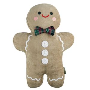 Almofada Pelúcia Biscoito De Gengibre 37x52cm Gingerben Natal Bege