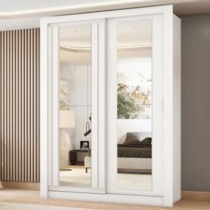 Guarda Roupa Solteiro 2 Portas Darvi Com 2 Espelhos Carraro Branco