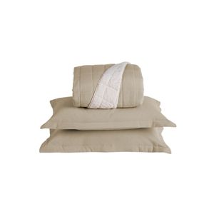 Kit Cobre Leito Matelado Dupla Face Sherpa De Carneiro 3 Peças Queen 80% Algodão / 20% Poliéster Percal 180 Fios - Cáqui