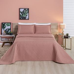 Cobre Leito 200 Fios Casal Ravena 03 Peças - Rose
