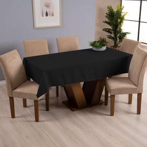 Toalha De Mesa Basic 1 Peça 3,00m X 1,40m 10 Lugares Tecido Oxford 100% Poliéster - Preto
