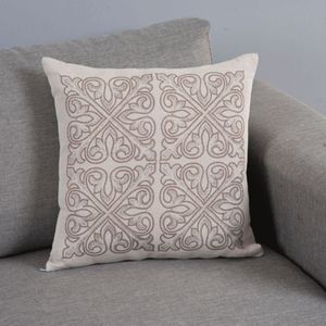 Capa Para Almofada Grécia 1 Peça 45cm X 45cm 60% Algodão 40% Poliéster Tecido Jacquard Com Zíper - Cáqui