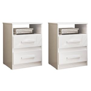 Kit 2 Mesas De Cabeceira Apolo 2 Gavetas Flex Branco - Moval