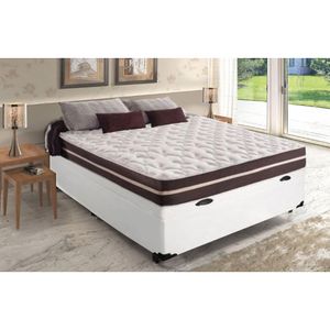Cama Box Baú Casal + Colchão De Molas Prime Colchões Classic Superlastic 138x188x64 Branco