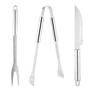 Conjunto Churrasco Inox Faca Garfo Trinchante Pegador