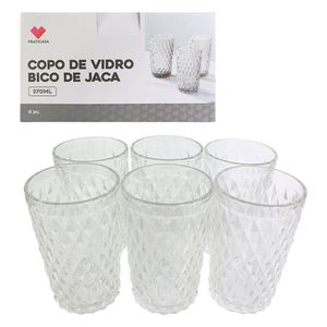 Conjunto De Copo De Vidro Kit 6 Unidades 370ml Bico De Jaca
