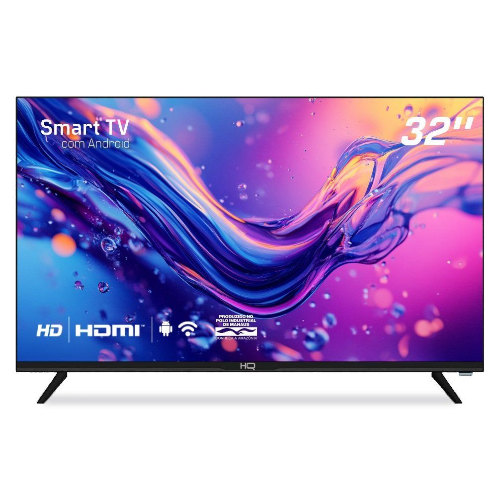 Smart TV HQ 32 HD Tela Sem Bordas Android 12 Design Slim HQS32NKHM Bivolt