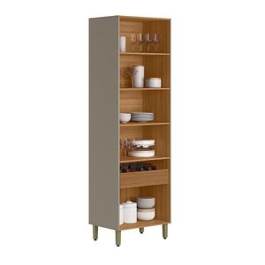 Cristaleira Para Sala De Janta 70cm Allure Jequitibá/gris Fosco