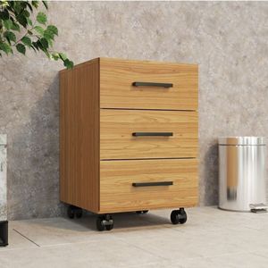 Kit 2 2-3 Gaveteiro 100% Mdf 3 Gavetas Com Rodízios 39,5x43cm Marrom