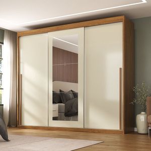 Guarda-roupa Casal 3 Portas De Correr E 6 Gavetas Spazio Cinamomo- Off White