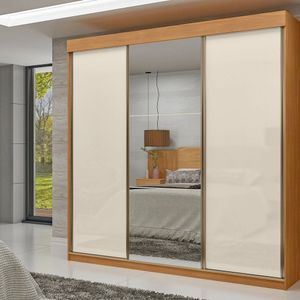 Guarda-roupa 100% Mdf 3 Portas De Correr Com Espelhos Istambul Freijó-avelã