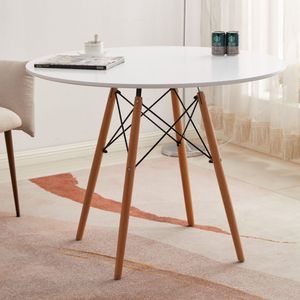 Mesa Eiffel Redonda 90cm Design Moderno Madeira Mdf Tx Branco