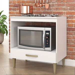 Balcão Para Forno 1 Gaveta Com Recorte Para Cooktop 5 Bocas Branco