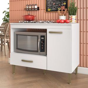 Balcão Para Forno 1 Porta 1 Gaveta Marcação Para Cooktop Branco