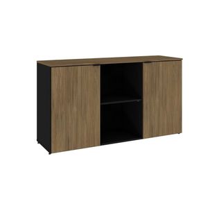 Armário Baixo Com 02 Portas E Nicho 75x135x42cm Wlab135 Preto Tx Com vermont Oak