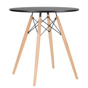 Mesa Cozinha Redonda Eiffel Madeira Mdf Tx 70cm Preto
