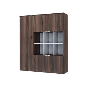 Armário Alto Com nichos E 05 Portas 161,5x135x42cm Wlan135 Nogal - Branco