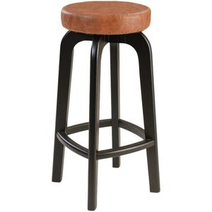 Banqueta Para Cozinha Em Madeira Maciça Preto /caramelo