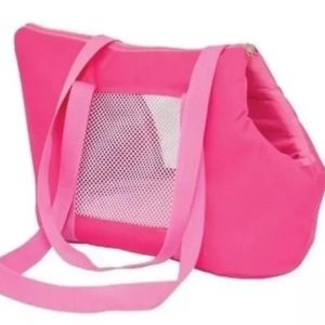 Bolsa Mochila De Ombro Passeio Seguro Cachorro Gato De Nylon Rosa