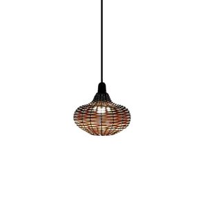 Luminária Pendente De Teto Pott Trançado Artesanal Marrom